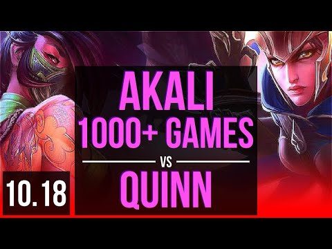 AKALI vs QUINN (TOP) | 1.4M mastery points, 1000+ games, 8 solo kills | BR Master | v10.18