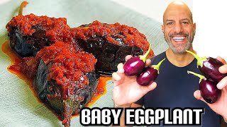 How to cook BABY EGGPLANTS 🍆 Middle Eastern Recipe 😋 Brinjal छोटा बैंगन