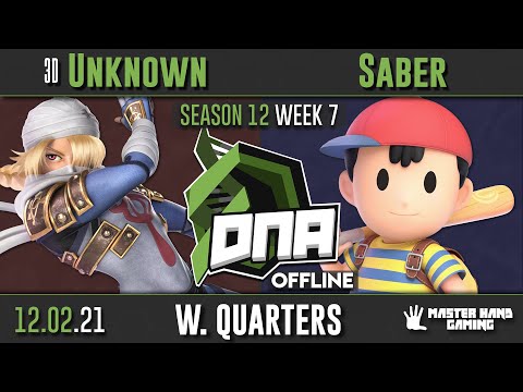 DNA S12:W7 - 3D | Unknown (Sheik) Vs. Saber (Ness) - W Quarterfinals