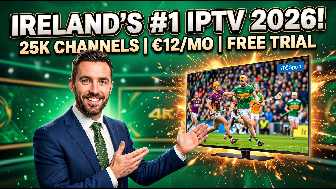 Video preview showing EmeraldIPTV streaming live Irish TV, GAA, Premier League, and international channels.