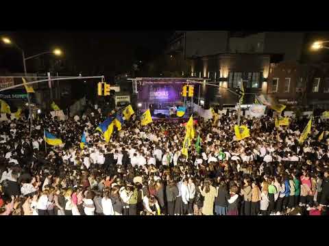 Drone View: Thousands Dance at Simchas Beis Hashoeva in Crown Heights