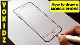 How to draw MOBILE PHONE easy  how to draw a phone