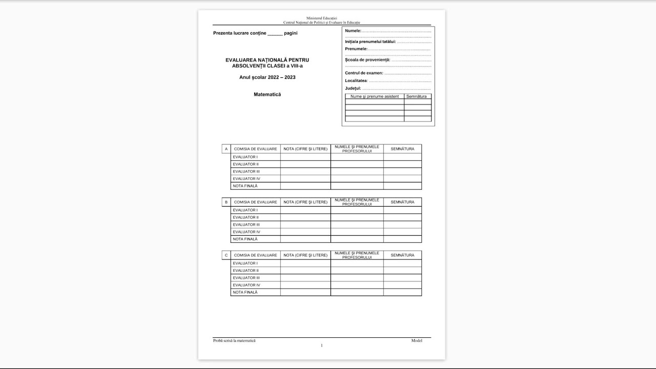 Model Evaluare Nationala 2023 - rezolvare