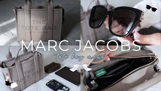 MARC JACOBS LEATHER MINI TOTE BAG CEMENT ♡ review + what's in my bag