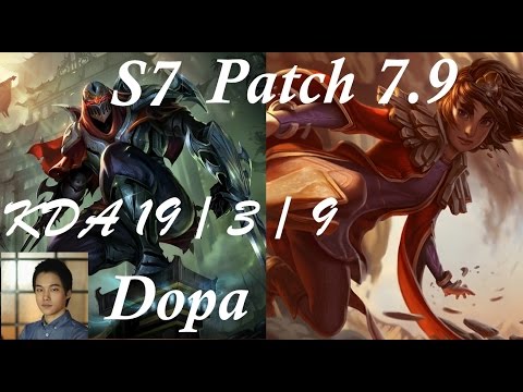 S7 Dopa - Mid - Zed vs Taliyah - KDA 19 / 3 / 9 - Patch 7.9