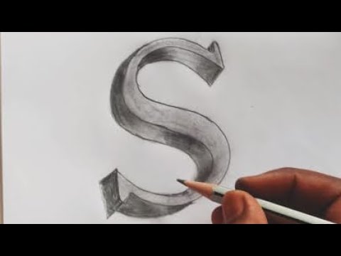 Very easy!!How to draw 3d floating letter "S"on paper |Anamorphic illusion letter"S"
