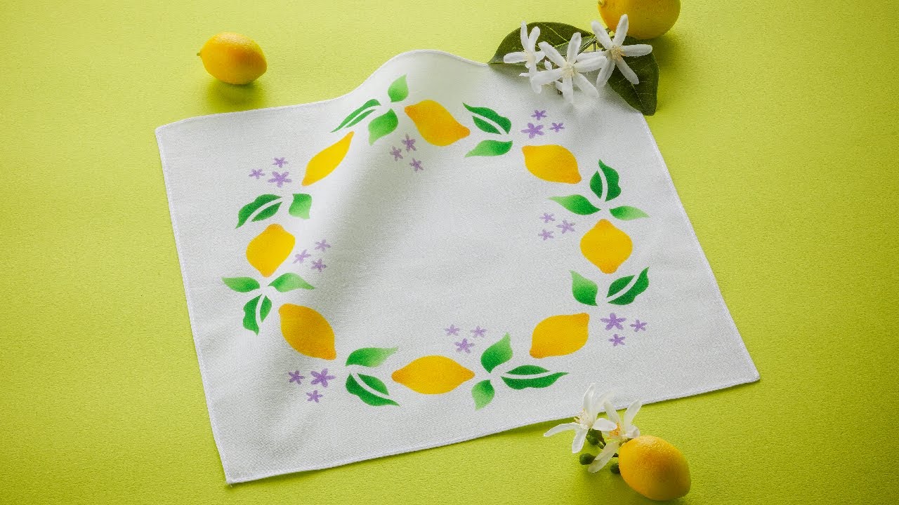 Canvas Project: Lemon-Wreath-Stenciled Handkerchief