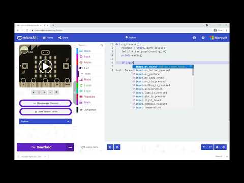 Using The Microbit Light Sensor With Makecode Python