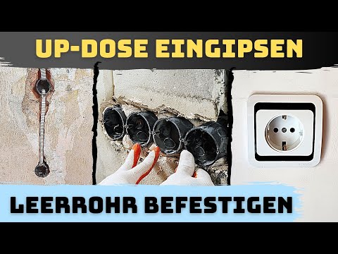 Unterputzdose setzen / eingipsen, Leerrohr befestigen (Mauernut / Mauerschlitz verputzen) Teil 3
