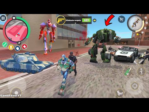 Rope Hero Vice Town - (Crooked Arms of Police Car Robot)Tank Fight Dual ROBOT - Android Gameplay HD