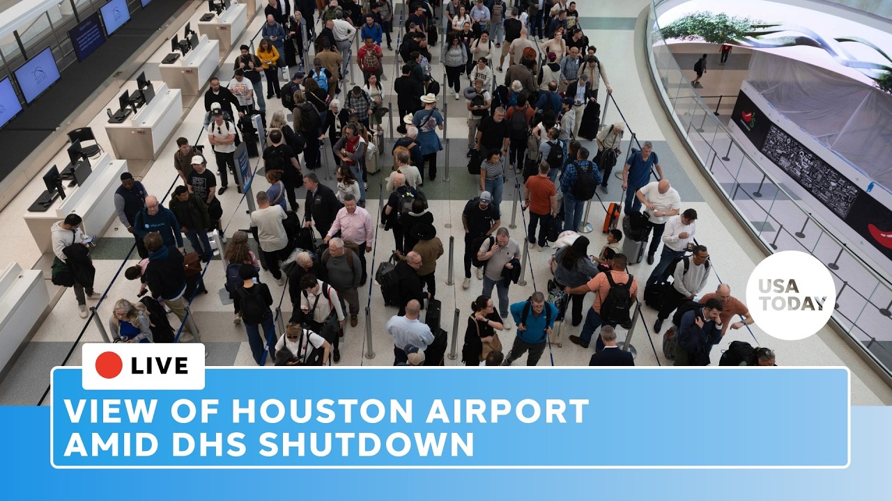 Live: View of Houston's George Bush International Airport as DHS shutdown forces long TSA lines