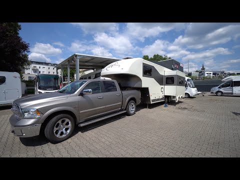 12m GRP semi trailer camper seeks new owner: Celtic Rambler Dodge Ram.Slide Out|Climate|Alde|Garage