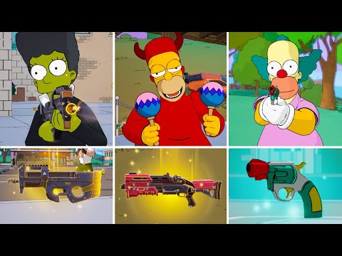 All Boss Fights, Mythic & Exotic Weapons - Fortnite Chapter 6 Simpsons