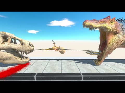 Spino vs SKELETON T Rex Trying To Eat Food - Animal Revolt Battle Simulator