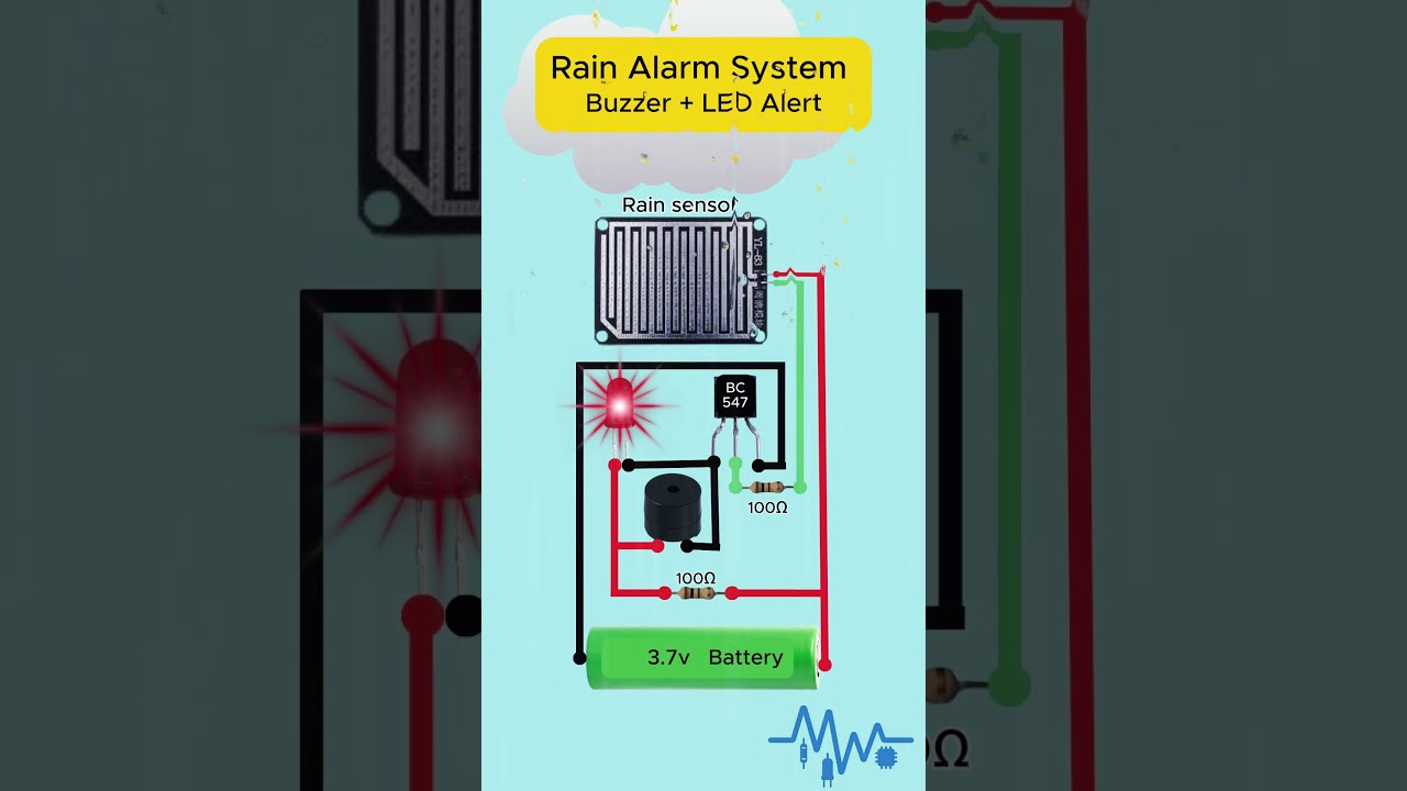 🌧️How to Make a  Rain Sensor Alarm at Home #shorts #alarm #rain #bc547 #automatic #sensor