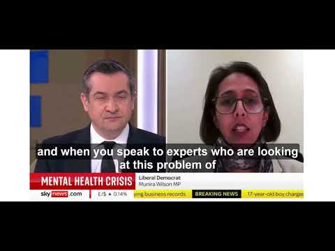 Munira discussing children's mental health on Sky News.