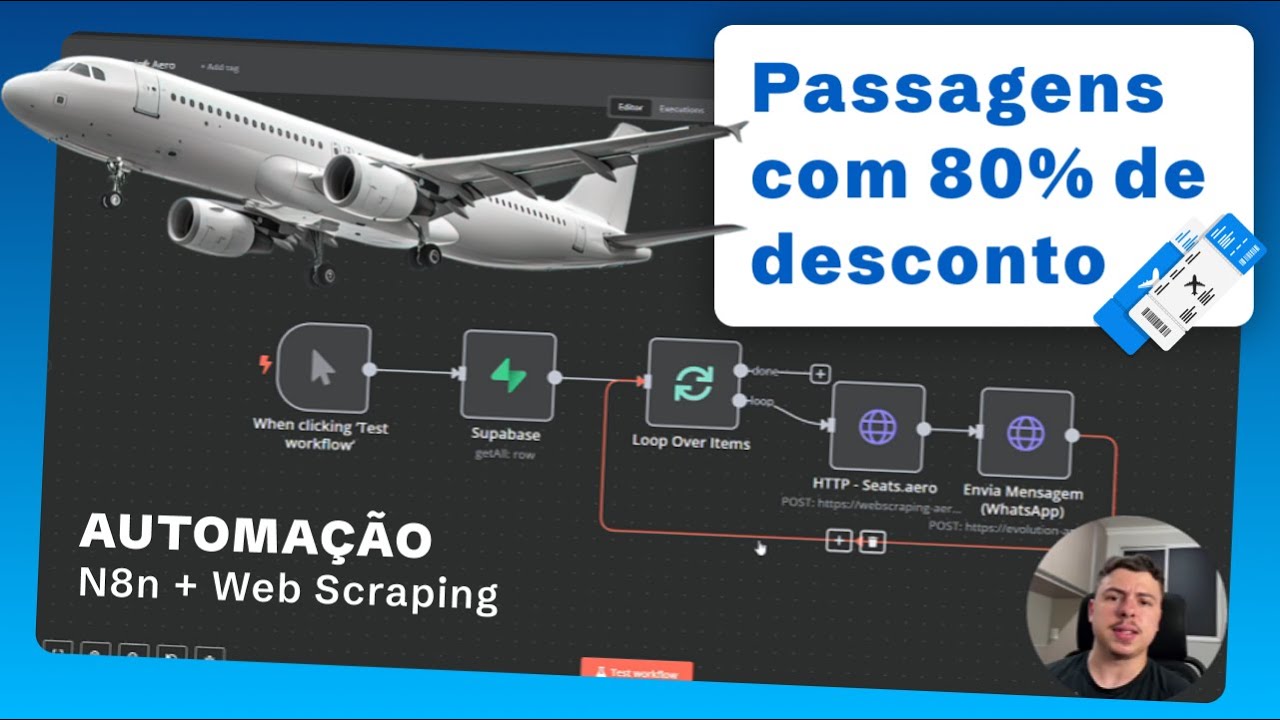 Passagens aéreas com 80% de desconto | Automação - N8n + Web Scraping