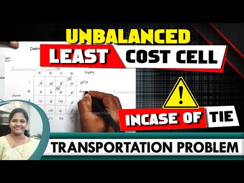 Unbalanced | Least Cost Cell method | In case of Tie | Transportation Problem | Solved by Kauserwise Video