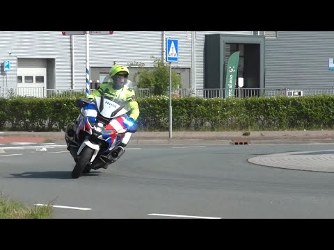 P1 Politie motor met spoed naar een ongeluk in Leeuwarden