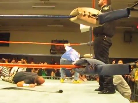 Jack Trades & Bin Hamin after the match is over from 2CW 12-20-2015