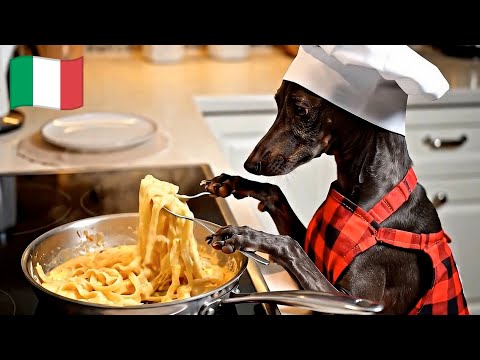 Italian Carbonara 🍝 cooked by an Italian Greyhound Chef | ASMR Recipe