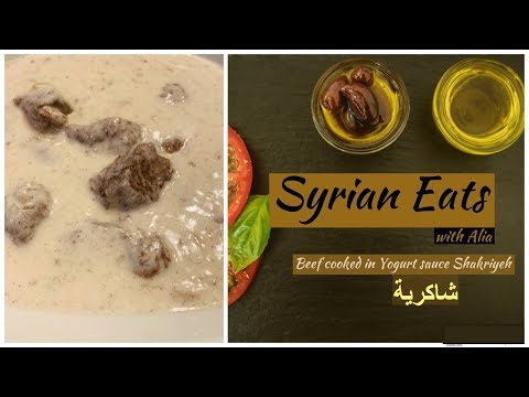 Shakriyeh Recipe Syrian Food Arabic Dish Cooked Beef in Yogurt Sauce|شاكريه