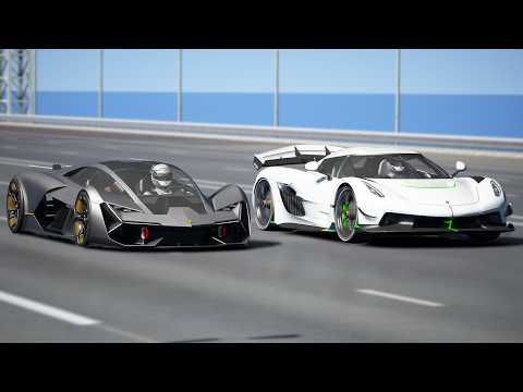 +10,000HP!!! Koenigsegg Jesko vs Lamborghini Terzo Millenio | DRAG & TRACK RACE