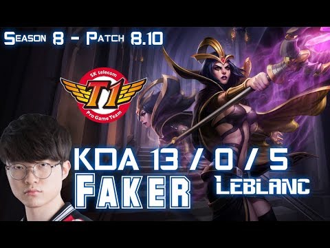 SKT T1 Faker LEBLANC vs IRELIA Mid - Patch 8.10 KR Ranked