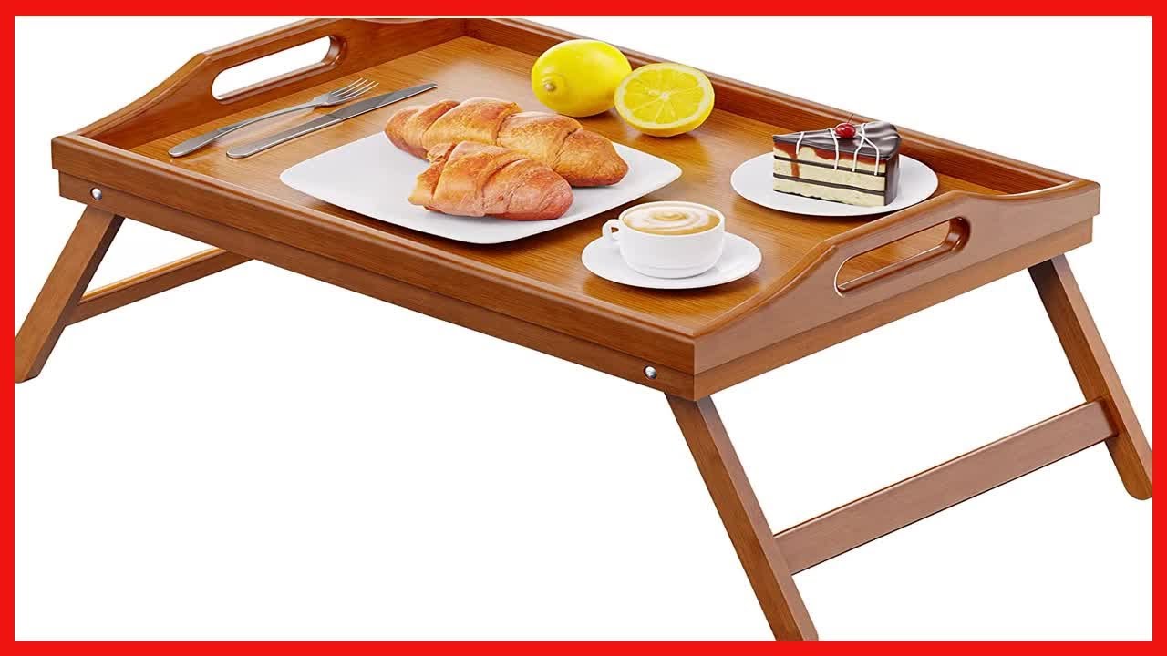 Bon produit -  Plateau de petit-déjeuner dans le lit pour manger, plateau de table de lit de 16,92 x