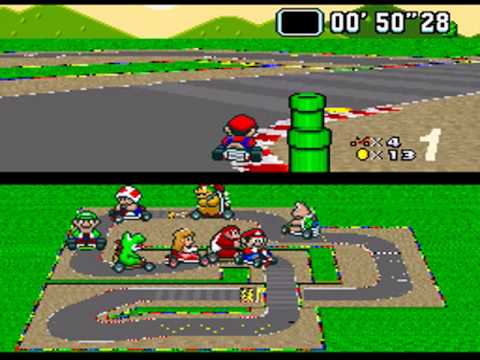 Super Mario Kart Playthrough - Mushroom Cup: Mario Circuit 2
