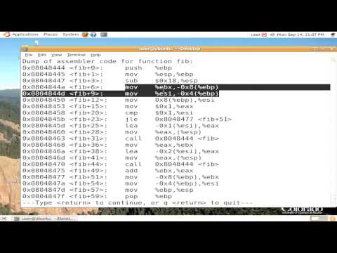 Using GDB to examine the stack for CSCI 2400