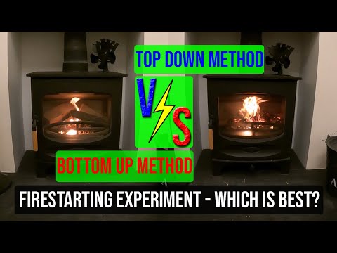 how to start a log burner fire; top down method vs bottom up