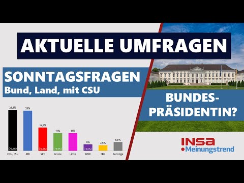 Aktuelle INSA-Umfragen: Sonntagsfrage und Frage nach einer Bundespräsidentin