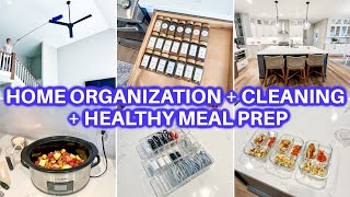 NEW! HOME ORGANIZATION DECLUTTER + CLEAN WITH ME | CLEANING MOTIVATION | SPRING CLEANING | MEAL PREP