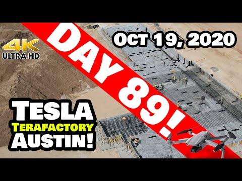 Tesla Gigafactory Austin 4K  Day 89 - 10/19/20 - Tesla Terafactory Giga Texas - PAINT SHOP STARTED!