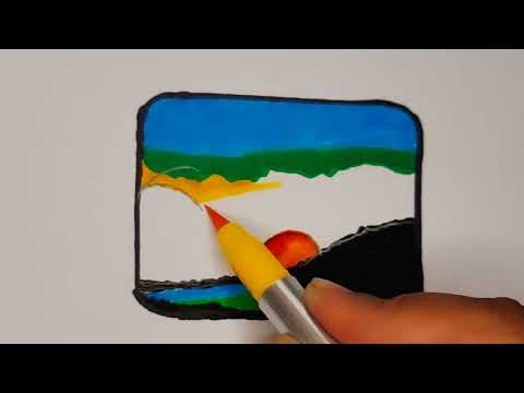 easy scenery painting for beginners | nature drawing | landscape scenery #art #painting #drawing