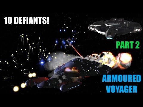 ARMOURED Voyager VS 10 Defiants Star Trek Ship Battles