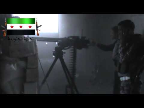 استهداف المساكن العسكرية في الشيخ مسكين في ريف درعا بالدوشكا من قبل لواء شباب السنة