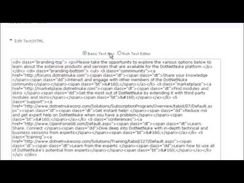 19) How to work with tables and format text in DotNetNuke by Gecko Websites