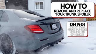 How to remove your stock spoiler and install a Carbon Fiber Trunk Spoiler 2018 E63s AMG