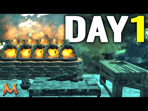 SOLO Claiming Crouch Bear Cave On DAY 1 - ARK PvP