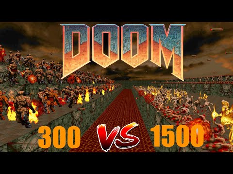 1500 Archvile vs 300 Cyberdemons - DOOM Classic Monster Infighting