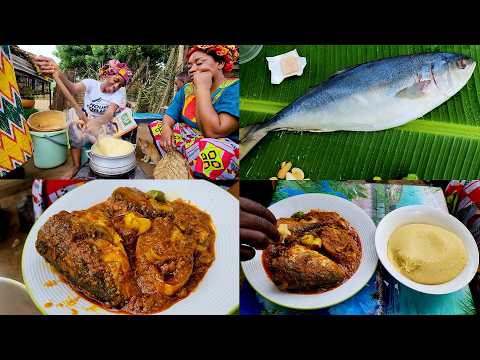 Ghanaian VILLAGE Fresh FISH Tomato Stew With Banku