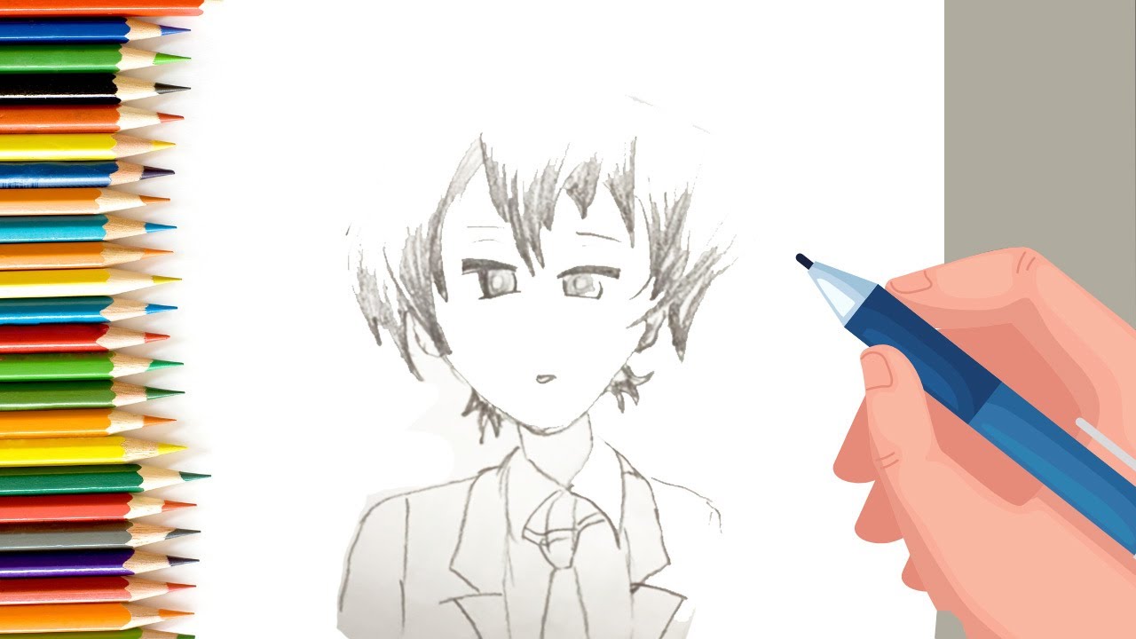 How to draw sketch anime boy #shorts