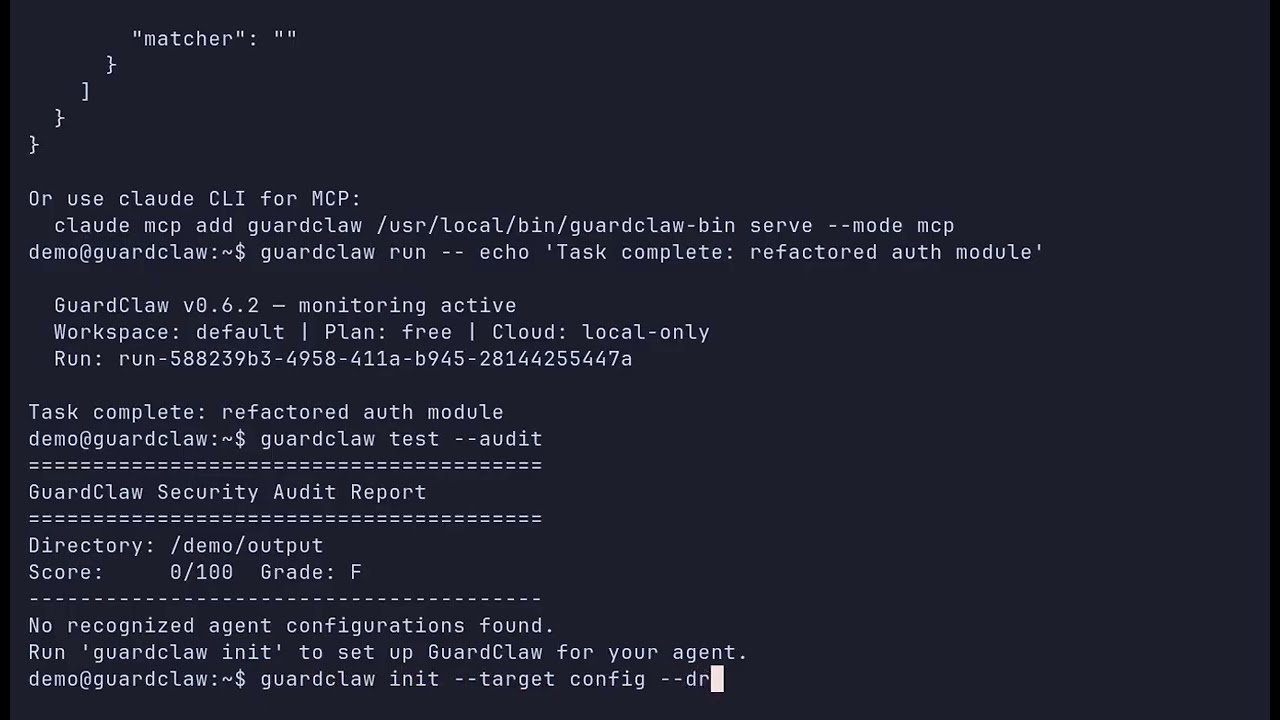 Video thumbnail: Getting Started with GuardClaw — CLI Walkthrough