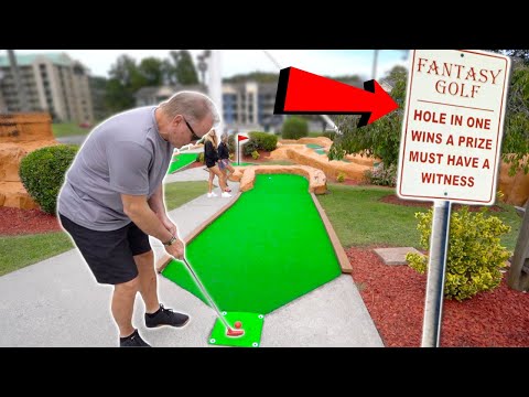Crazy Hard Mini Golf Course! | Win Free Game with Hole In One!