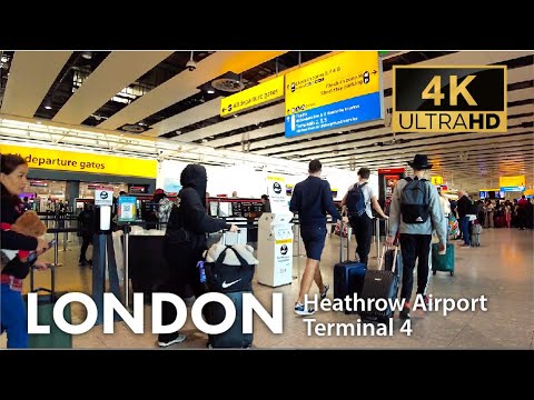 Caminhada em Londres em 08/09/23, Aeroporto de Heathrow, Terminal 4, linha Elizabeth, 4K Vlog, Tour Virtual