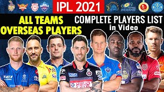 IPL 2021 All Teams Overseas Players List Full Squad after Auction | CSK RCB MI DC KKR SRH PBKS