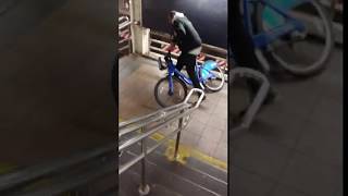 Guy throws Citi Bike on MTA train subway tracks at Grand Central New York City