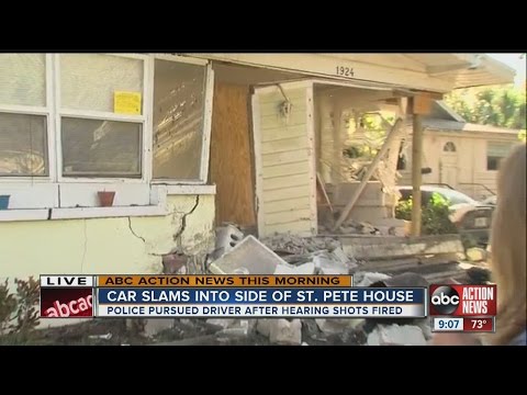 High-speed chase ends with car crashing into St. Petersburg home